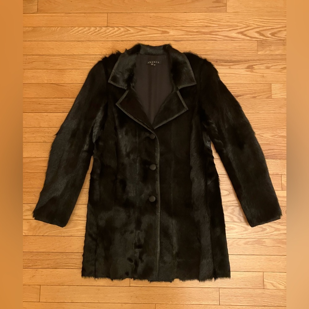 Theory Real Antelope Fur Black Teddy Jacket Coat New